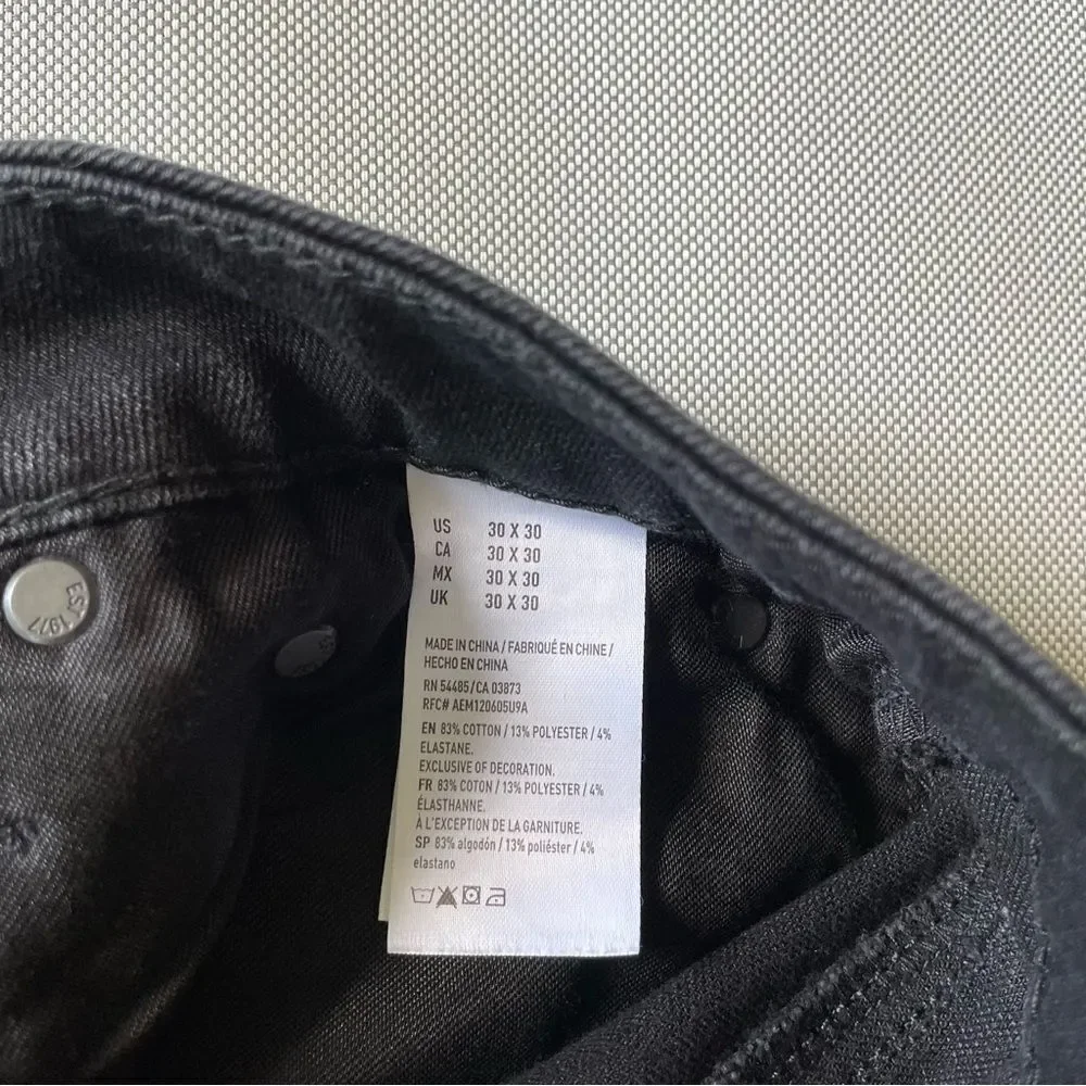 American Eagle New Extreme Flex 4 Black Slim Denim Jeans Men’s Size 30x30